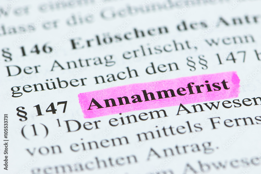 Obraz premium §147 Annahmefrist