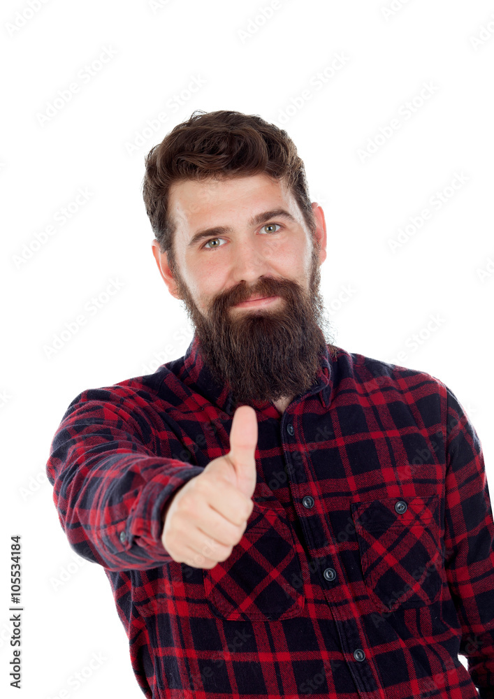 Handsome men with long beard saying Ok Handsome men with long beard saying Ok