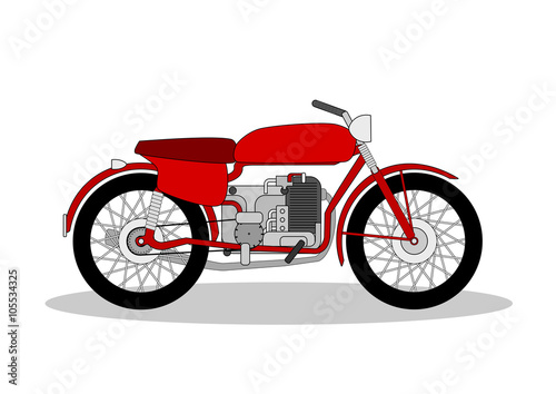 vintage motorbike illustration on white