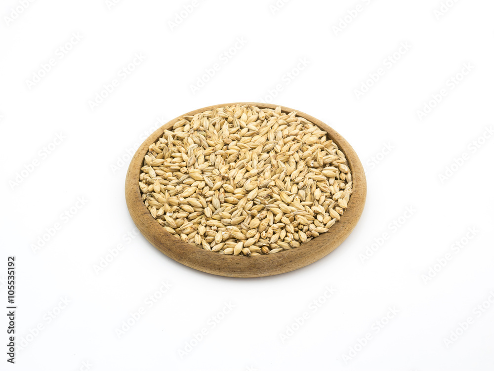 Beer ingredient, isolated Pale ale malt on white background Beer ingredient, isolated Pale ale malt on white background