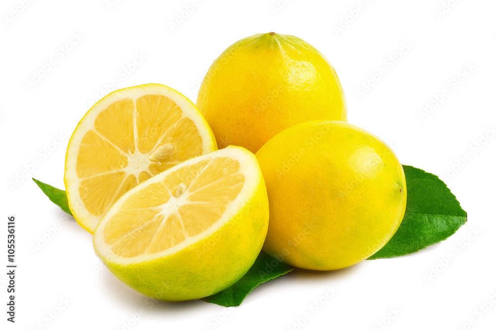 Two Lemons - one sliced in half Two Lemons - one sliced in half