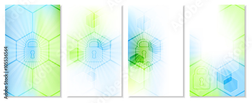 Set of abstract technological wallpaper with global security concept.