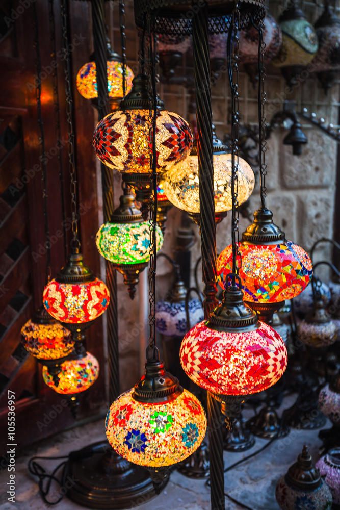 Arab street lanterns in the city of Dubai