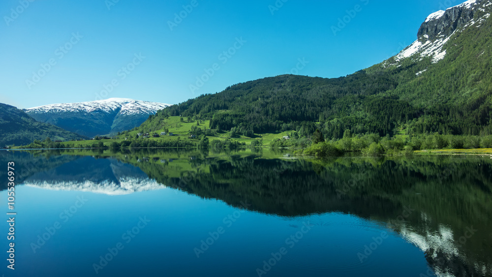 Magic reflection./ Mountains reflect in the lake. Norway