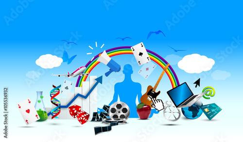 Tableau sur toile oggetti, sfondo, fantasia, attività, divertimento