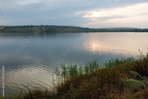 Evening summer lake view.