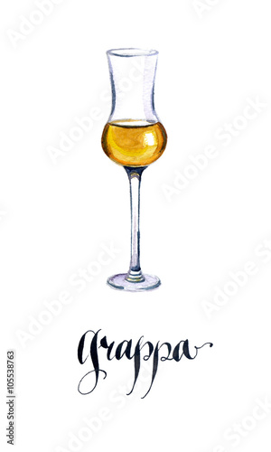 Glass of Italian grappa brandy