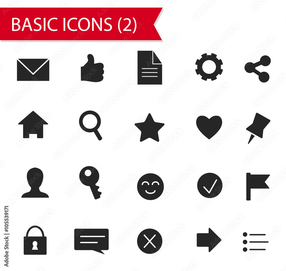 Set of 20 flat style modern icons, collection of icons for mobil Set of 20 flat style modern icons, collection of icons for mobil