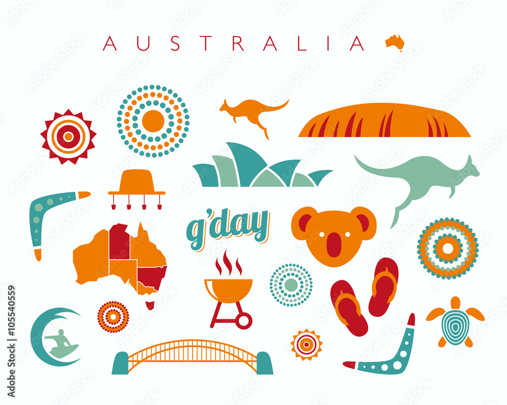 Australia icon set - Vector illustration Stock Vector | Adobe Stock