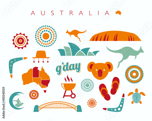 Australia icon set - Vector illustration 