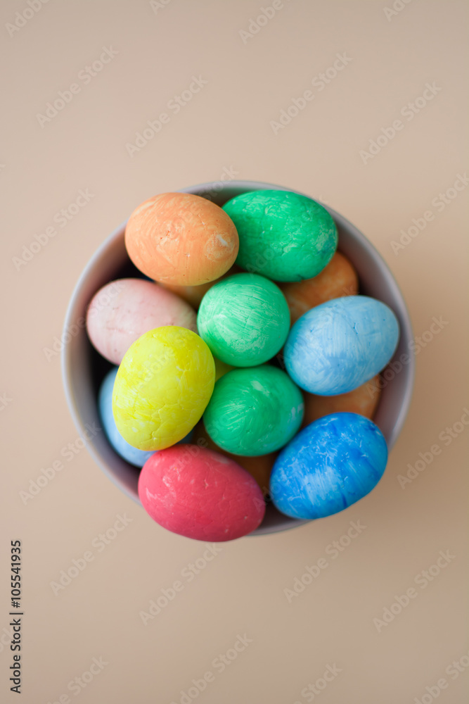 Easter eggs on a beige background
