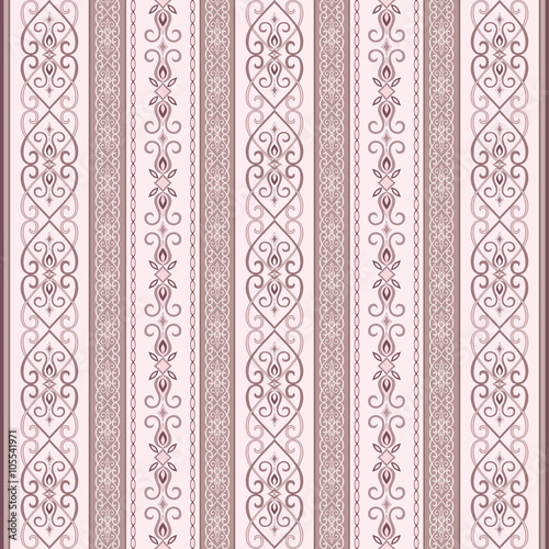 Brown vintage seamless border on light beige.