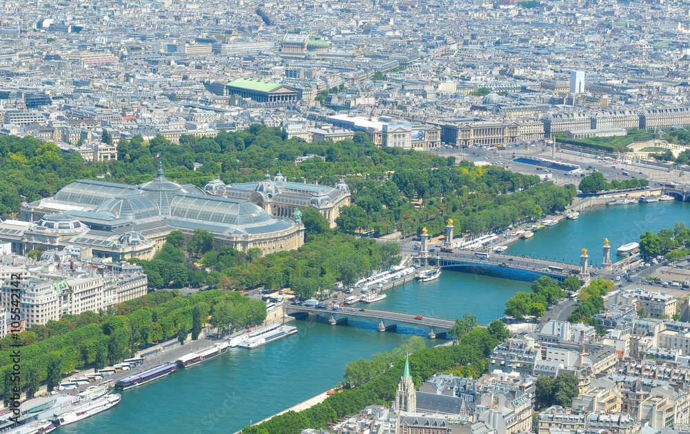 Aerial view of Grand Palais in Paris, France