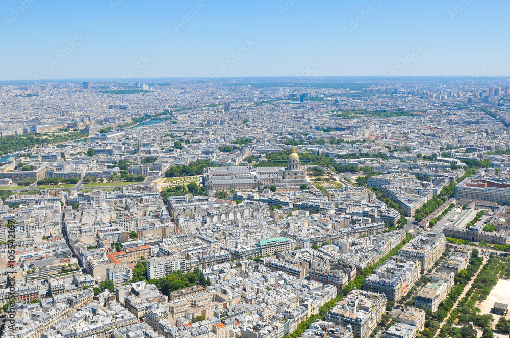 Obraz premium Aerial view of Les Invalides in Paris, France