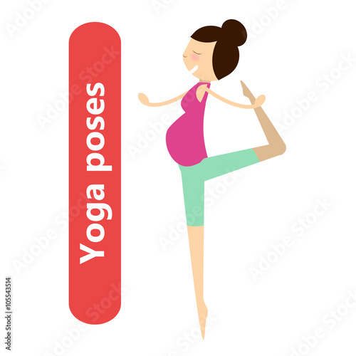 illustration of simple yoga poses for pregnant woman for sport activity and relax