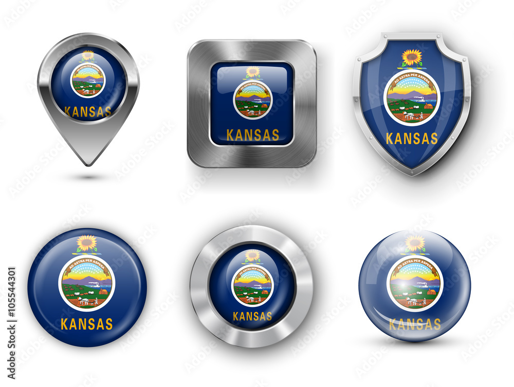 Naklejka premium USA State Flag Badges