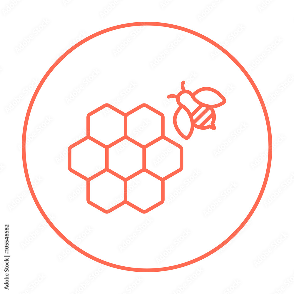 Fototapeta premium Honeycomb and bee line icon.