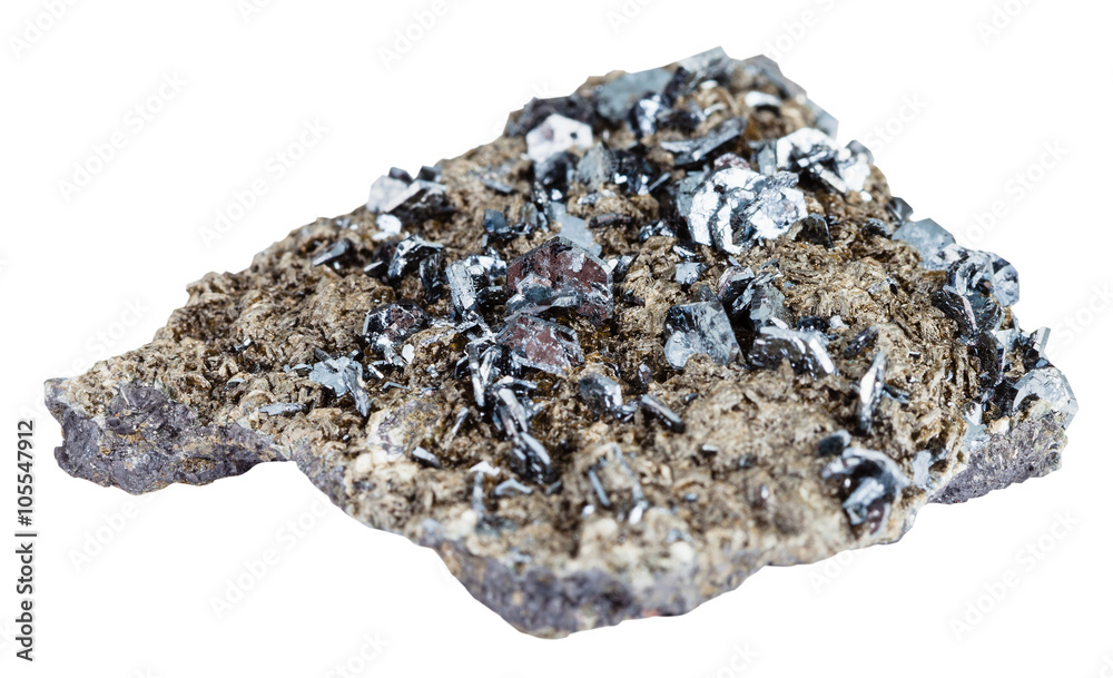 magnetite crystals on mineral stone isolated magnetite crystals on mineral stone isolated