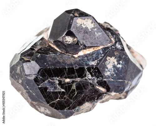 black Spinel mineral gem stone on diopside crystals photo