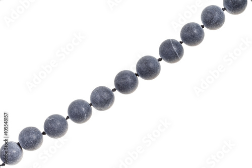 string of beads from gray Shungite gem stone