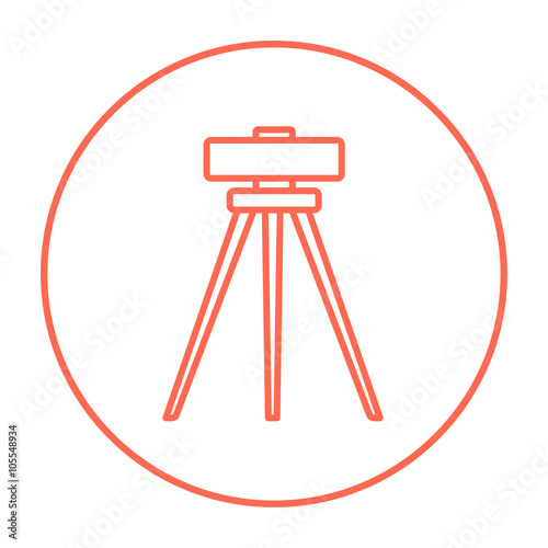 Theodolite on tripod line icon.