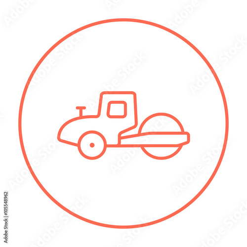 Road roller line icon.