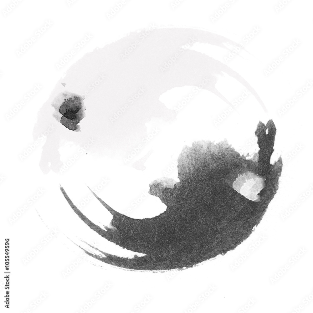 Fototapeta premium WATERCOLOR ILLUSTRATION - Yin and Yang stylized logo 