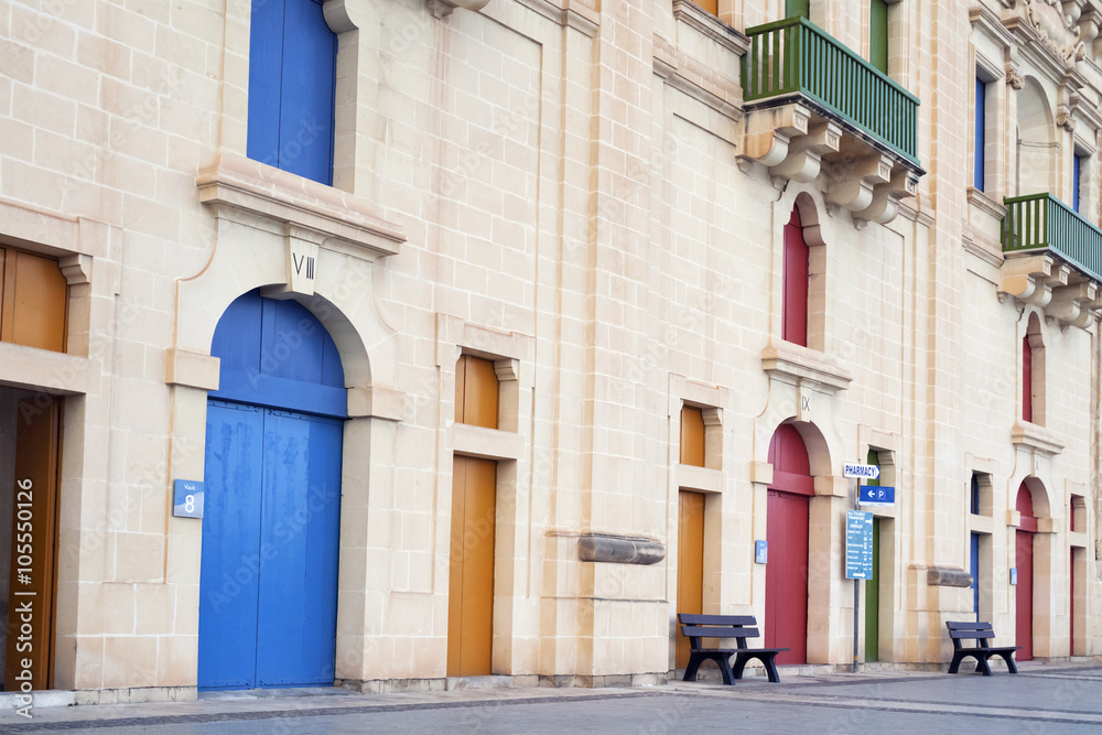 Color doors at buildings in malta