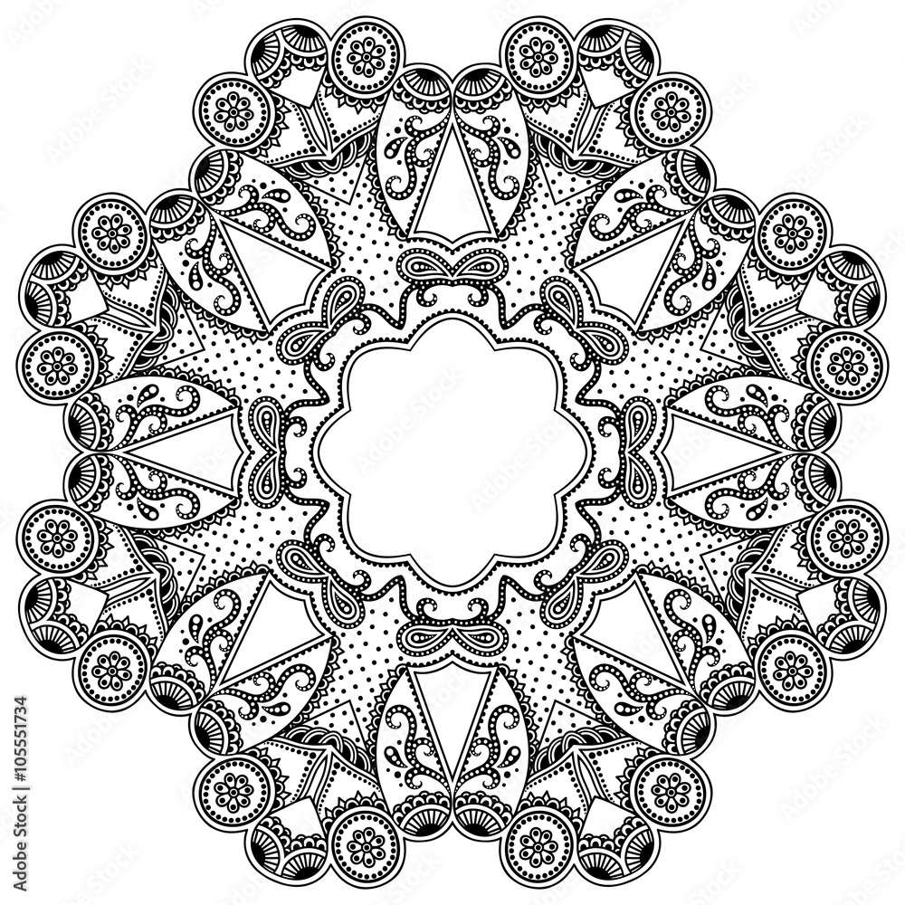 Vector henna tatoo mandala. Mehndi style.
Vector henna tatoo mandala. Mehndi style.