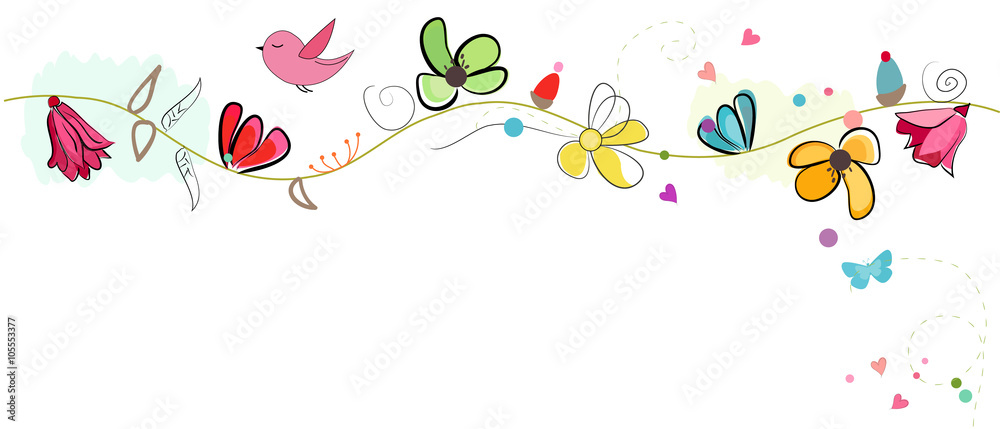 Naklejka premium Bee vector with daisy flower. Spring pattern vector background