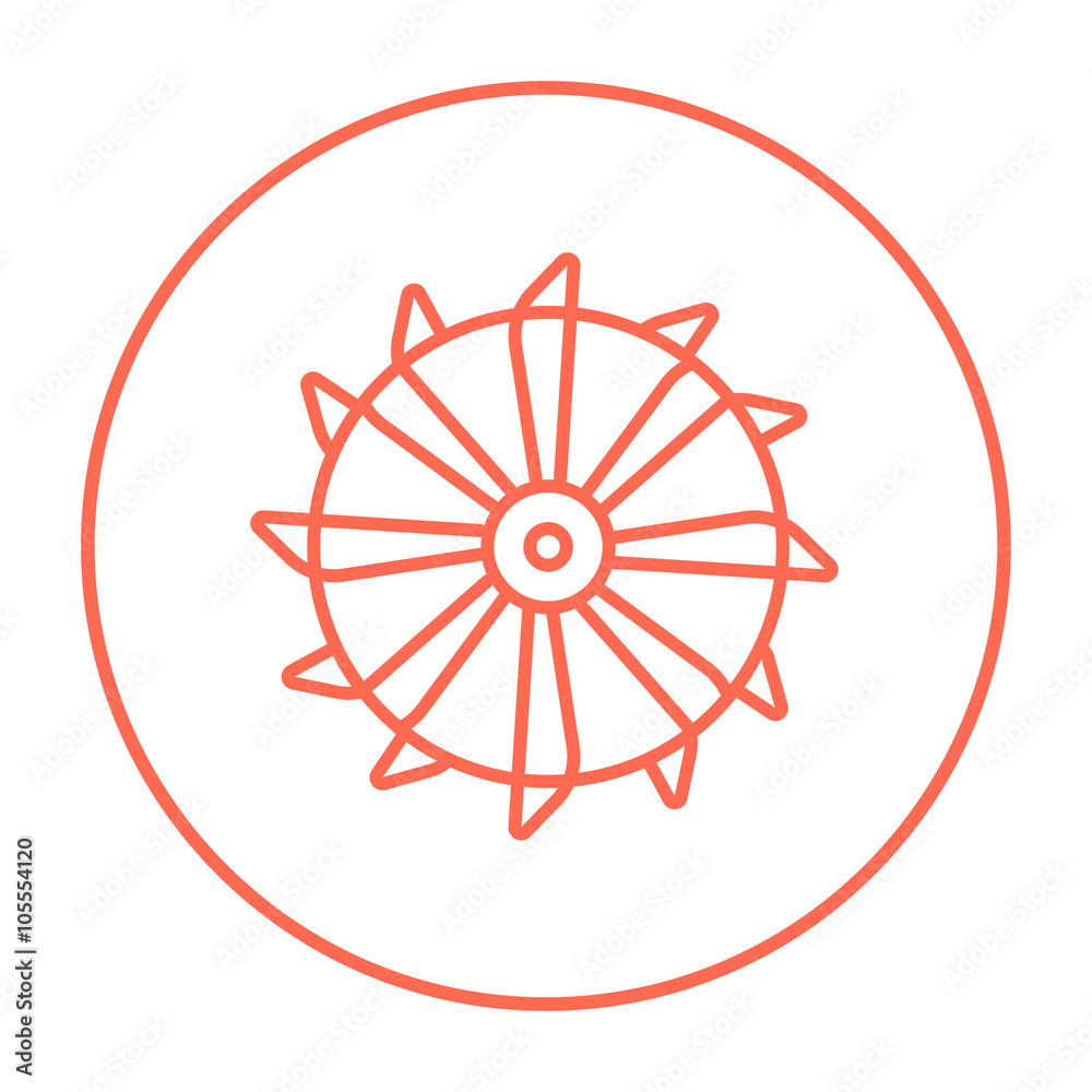 Rotating cutting drum of coal machine line icon. Rotating cutting drum of coal machine line icon.