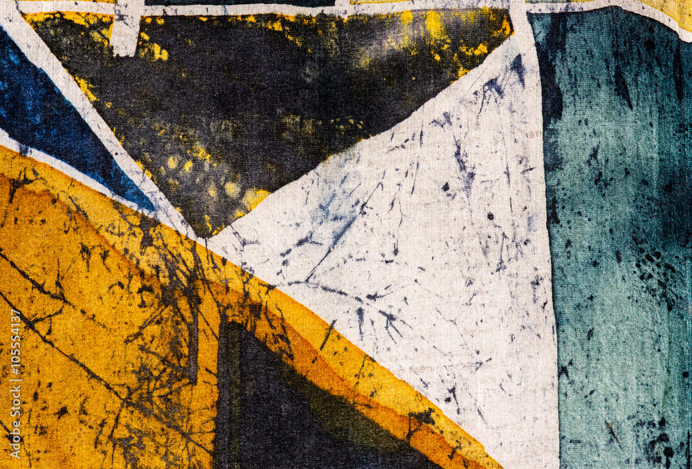 Fototapeta premium Geometry, hot batik, background texture, handmade on silk, abstract surrealism art