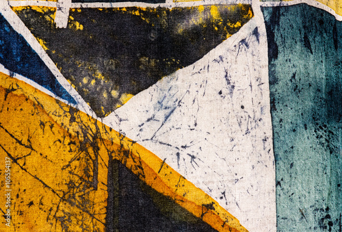 Geometry, hot batik, background texture, handmade on silk, abstract surrealism art