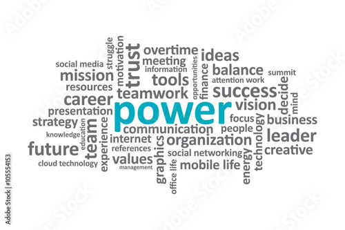 Power - Typography graphic work, consisting of important words and concepts in the business world.