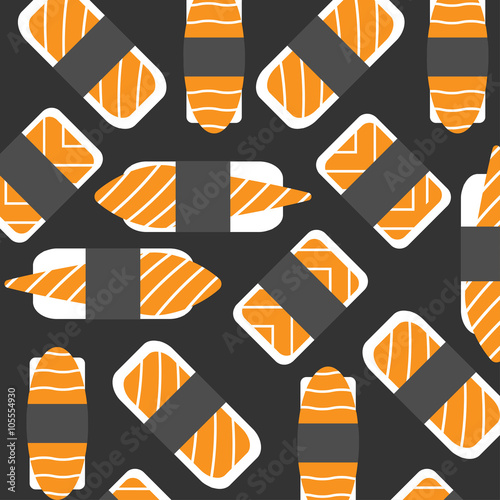 sushi with salmon pattern on dark background