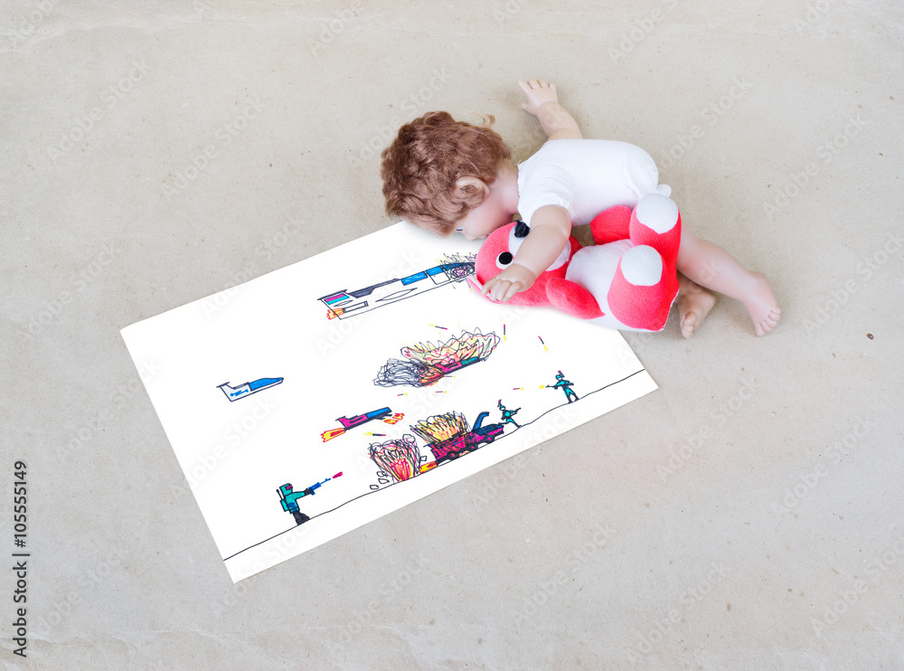 Naklejka premium Toys and picture battle