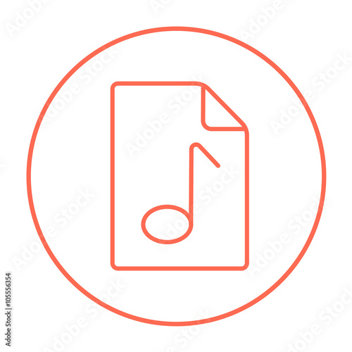Musical note drawn on sheet line icon.