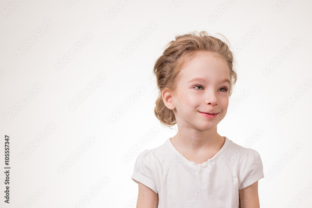Portrait of a beautiful teen girl with long curly hairs - isolated on white Portrait of a beautiful teen girl with long curly hairs - isolated on white