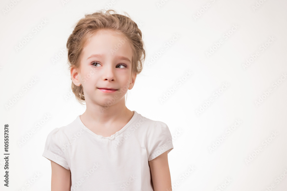 Portrait of a beautiful teen girl with long curly hairs - isolated on white Portrait of a beautiful teen girl with long curly hairs - isolated on white