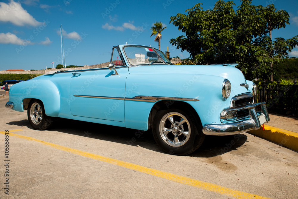 Traditional cuban car, retro american oldtimer.