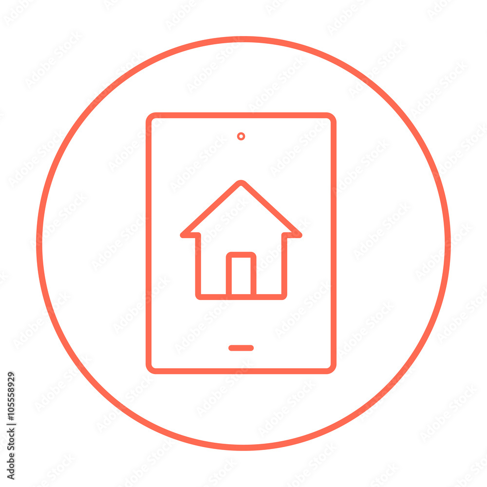Property search on mobile device line icon Property search on mobile device line icon