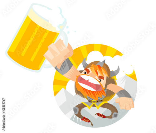happy viking with a beer