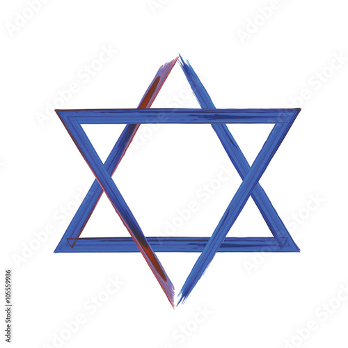Star of David sign on white, blue