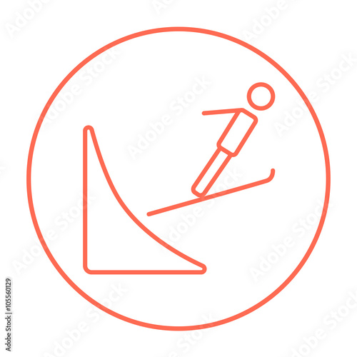 Ski jumping line icon.