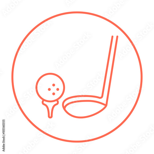 Golf ball and putter line icon.
