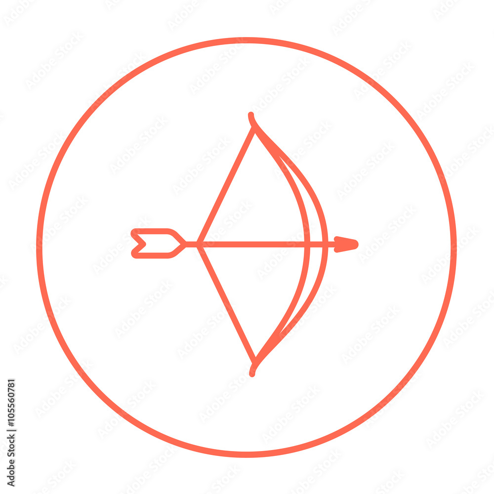 Bow and arrow line icon. Bow and arrow line icon.