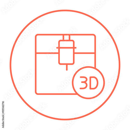 Tree D printing line icon