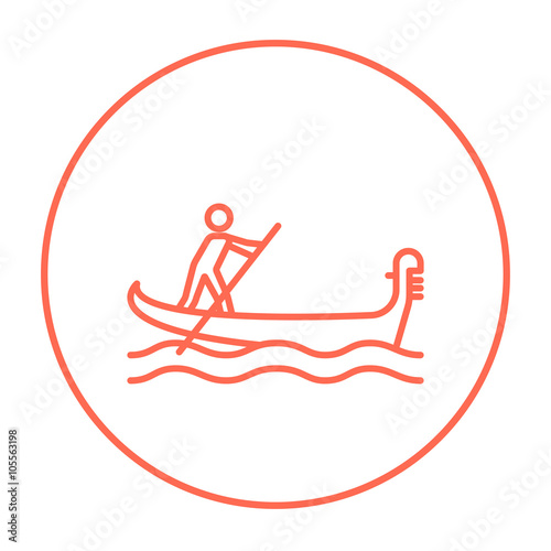 Sailor rowing boat line icon.