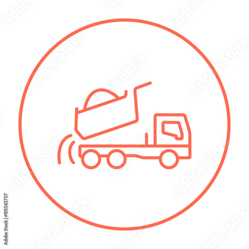 Dump truck line icon.