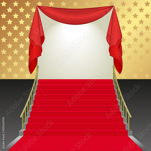 background with stairs covered with red carpet